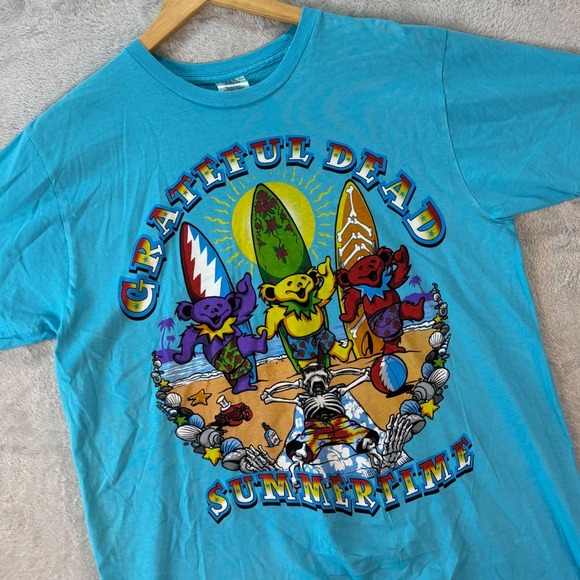 Grateful‎ Dead Men's T-Shirt Blue Dancing Bears Summertime Graphic Size L - Picture 1 of 8